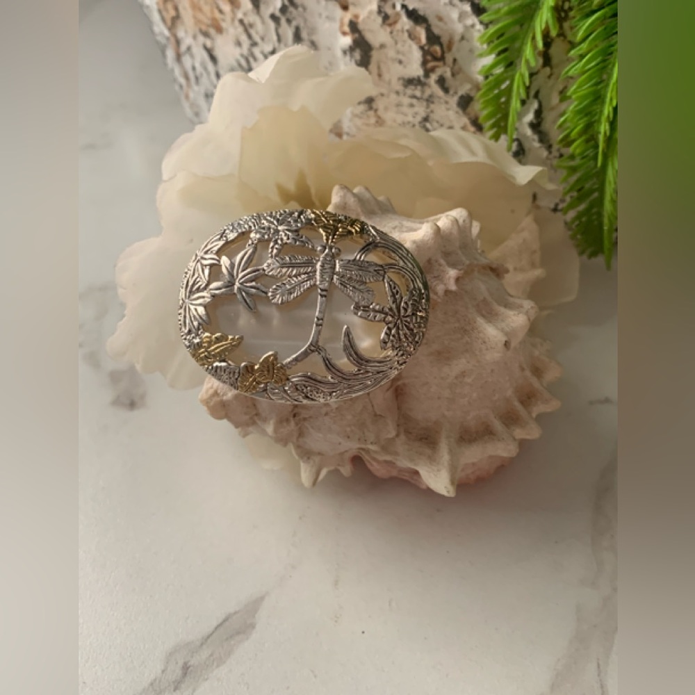 Vintage Dragonfly Mother of Pearl pendant/brooch.